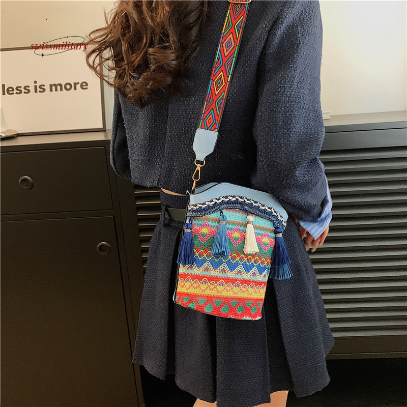 2024 New Ethnic Style Trendy Casual Fashion Bohemian Single Shoulder Bucket Crossbody Bag Handbags #12 swissmilitary