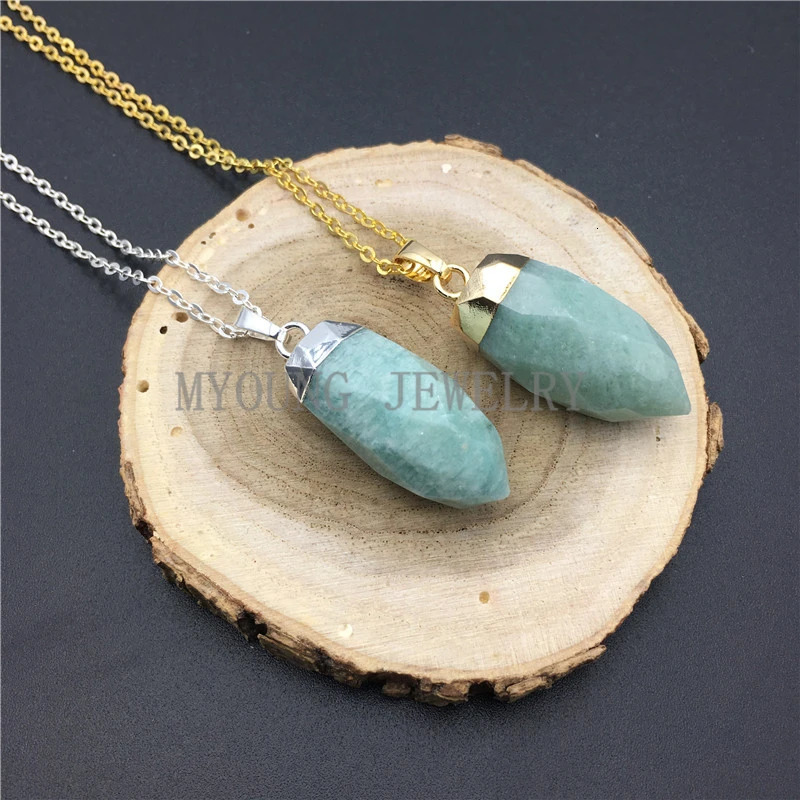 MY0898 natural stone face nail pendant necklace small gemstone stone bounce gold or silver colored necklace kolye 241018