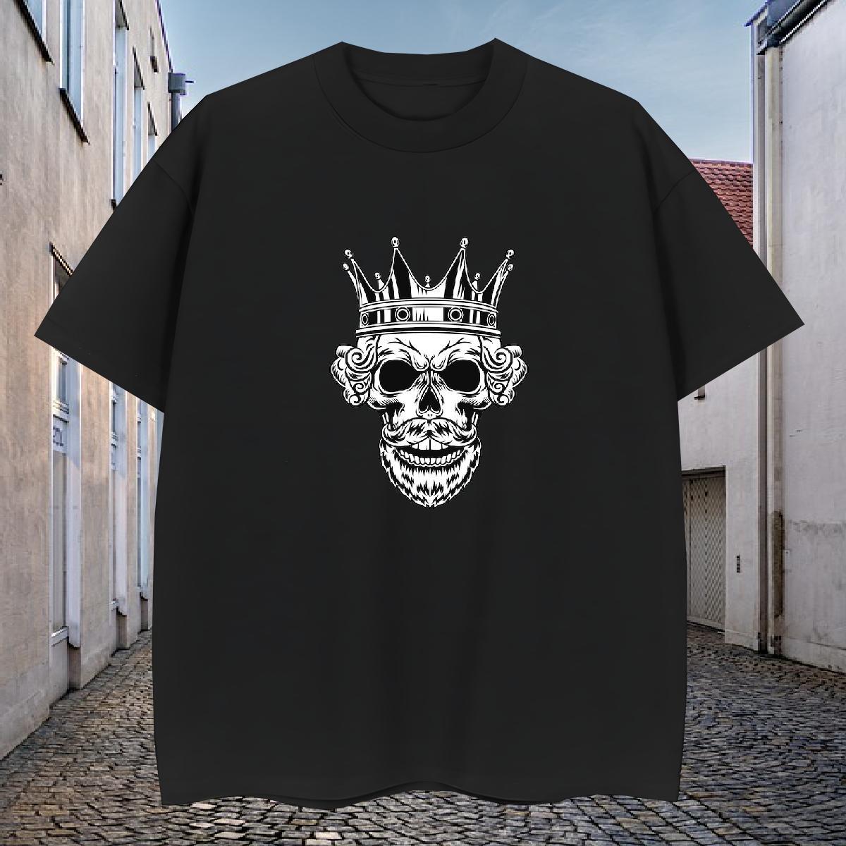 Loose T shirt 230g 100% Cotton skull Casual Daily Wear Asian Size Round Neck Short Sleeve Men Tshirts New Arrival Top Tees