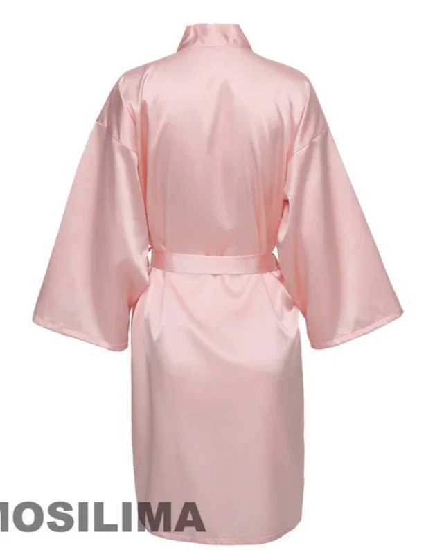 Wedding Party Team Bride Robe With Black Letters Kimono Satin Pajamas Bridesmaid Bathrobe SP2000XJ241018