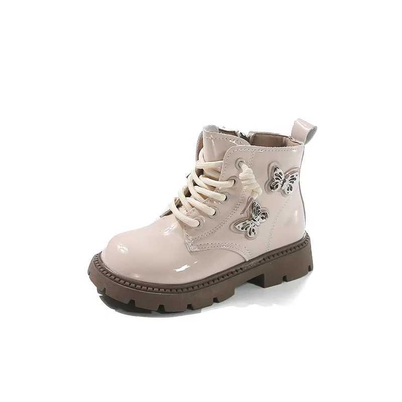 Autumn Girl Boots New Butterfly Girl Shoes Versatile Trendy Kid Shoe Cute Comfort Winter Boot Simple Daily Princess Leather BootXJ241206
