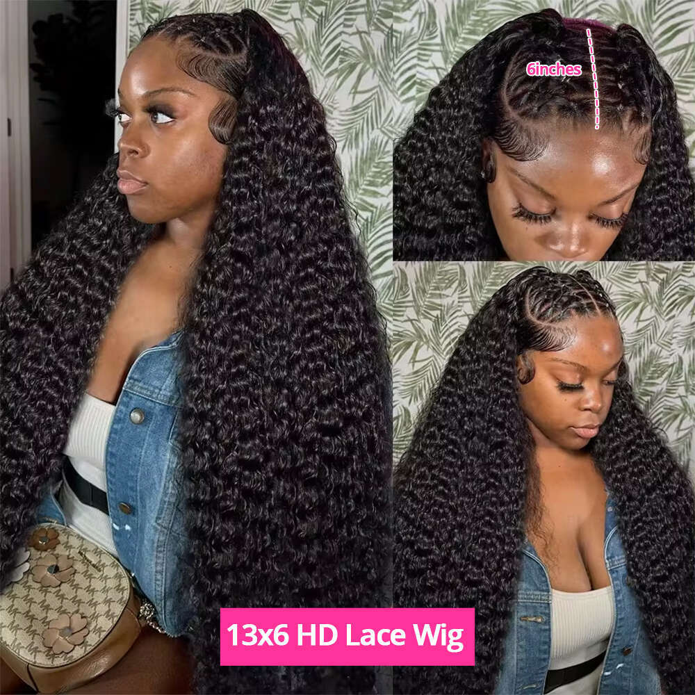 250% 40inch Curly 13x6 13x4 Frontal Wigs For Women Water Wave 360 HD Full Lace Wig PrePlucked 100% Human Hair CEXXY