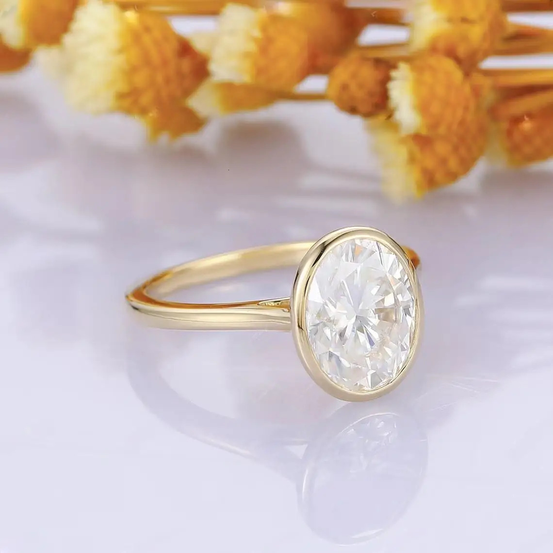 Minimalist oval cut engagement ring 925 sterling silver 1ct 2ct womens card ring gold-plated certificate 241007