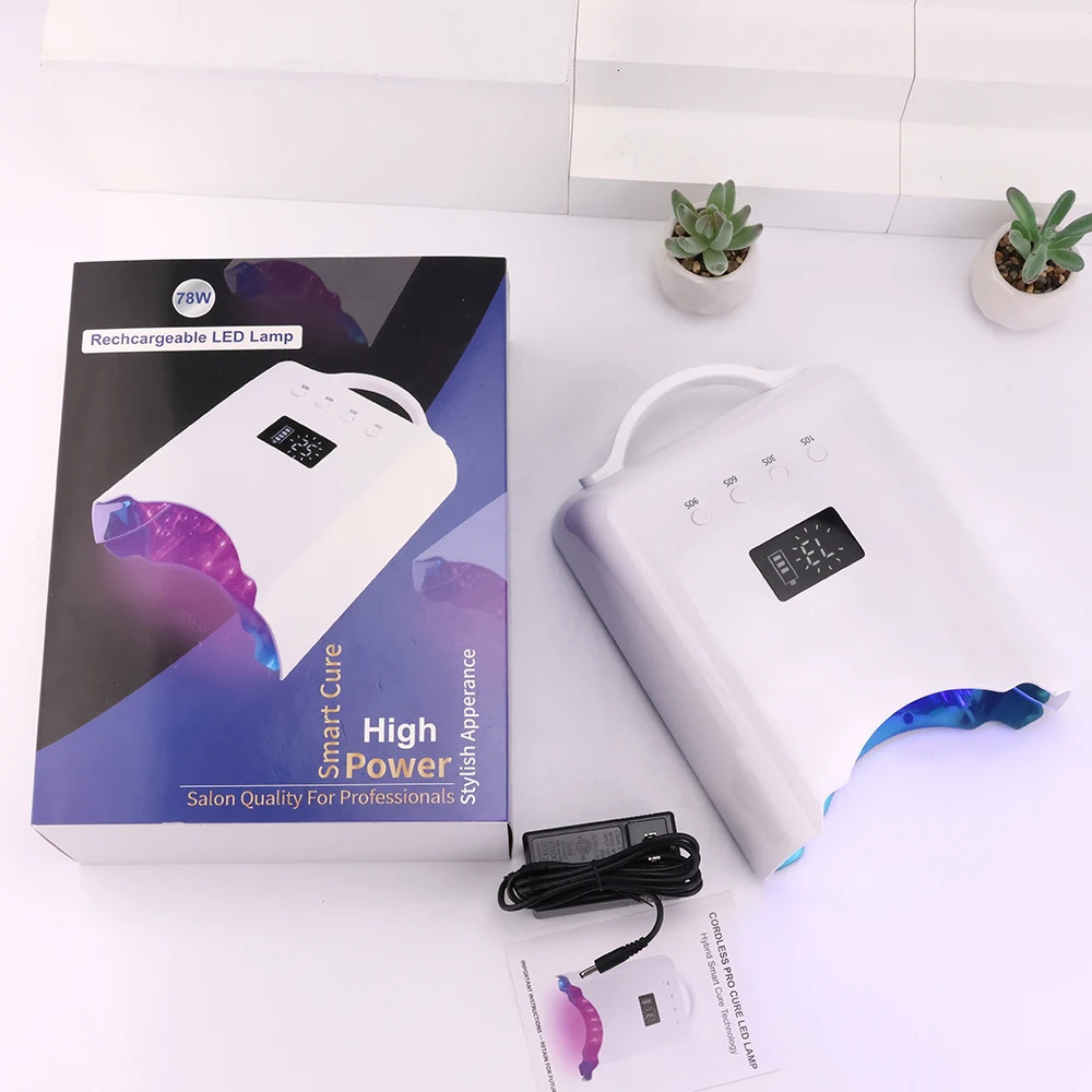 Pro cordless 78W UV LED nail lamp Manual rechargeable battery nail dryer for curing gel polishing lamp Wireless LED 241018