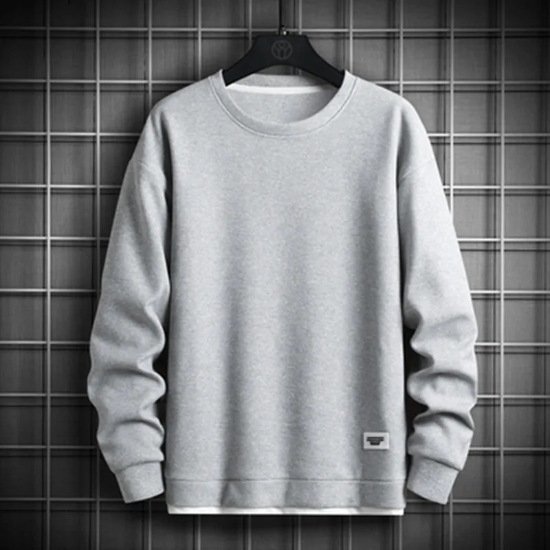 2023 Solid Color Sweatshirt Men Hip Hop Streetwear Long Sleeve O Neck Pullovers Mens Sportswear Fashion Causal Tops 241010