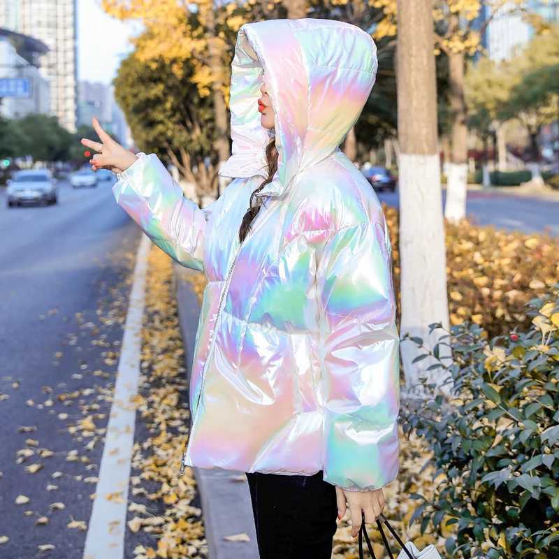 Women's Down Parkas 2023 New Winter Jacket Coats Womens Parkas Hooded Glossy Down Cotton Jacket Warm and Casual Parka Padded Cotton Coat Womens P
