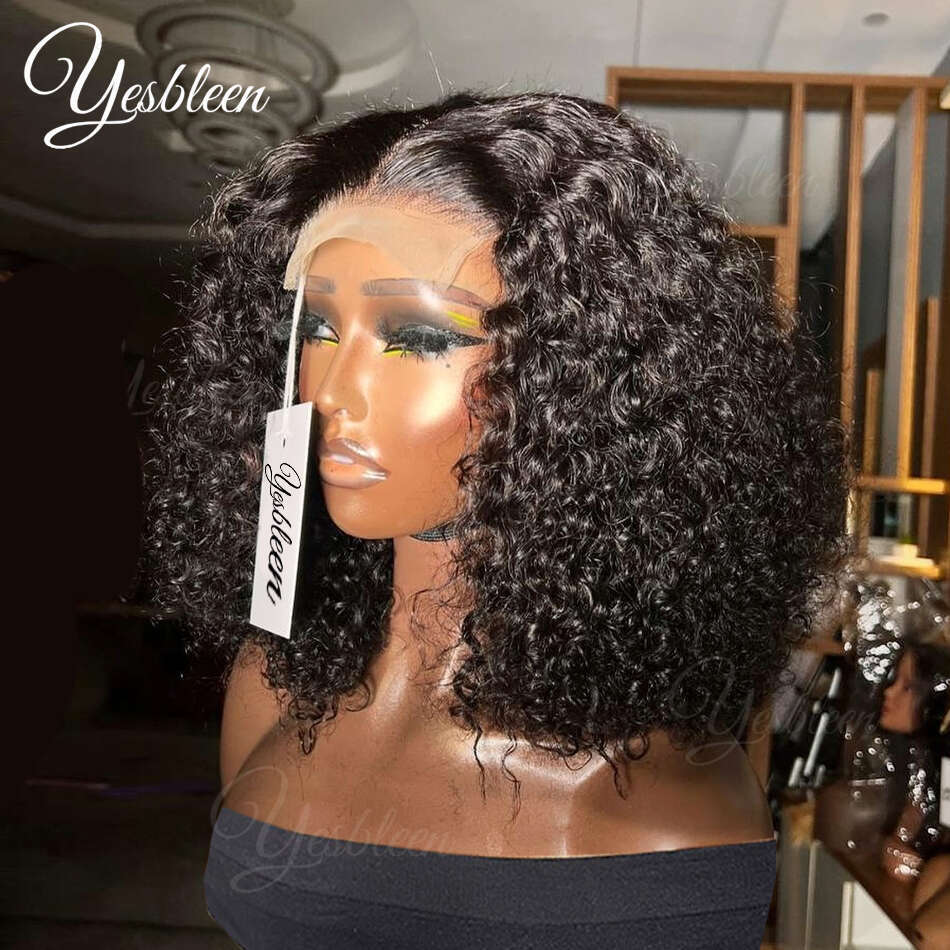 Full Lace Front Deep Wave Synthetic Wig in Glossy Black 180% Colored Curly Lace Closure, 360 Degree Glueless with 150 Density