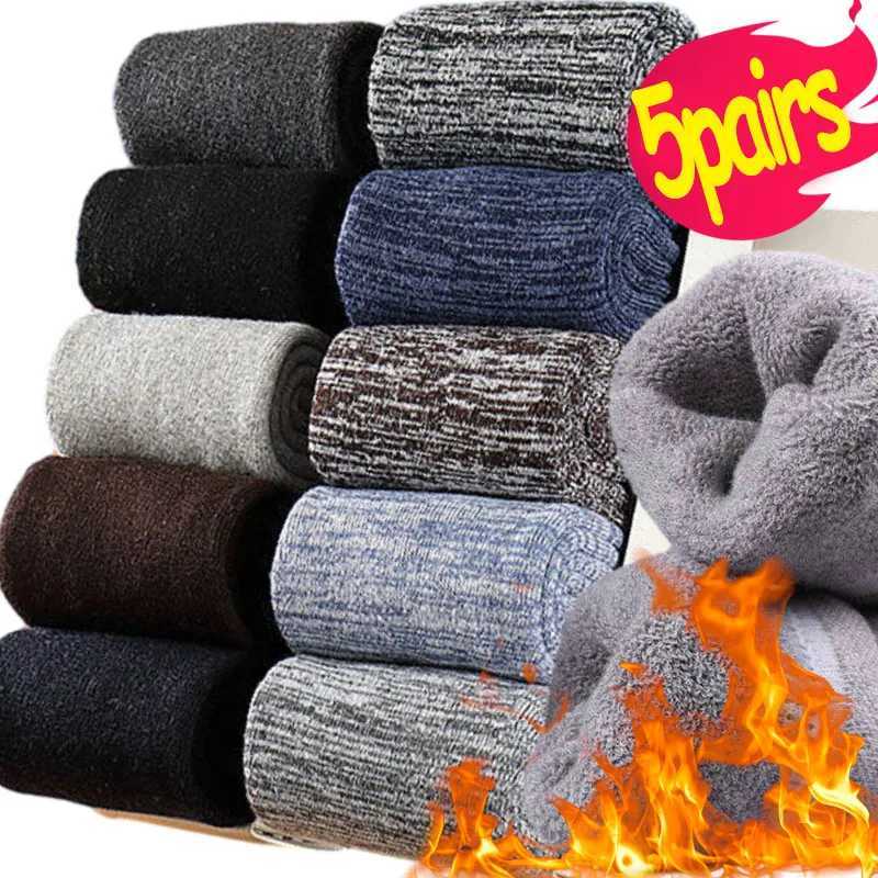 1/5Pairs Super Thick Winter Woolen Merino Socks for Men Towel Thermal Warm Sport Socks Cotton Males Cold Snow Boot Terry SockXJ241019