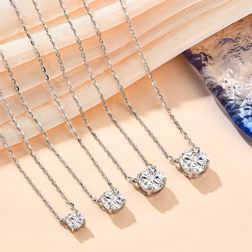 Diamond 6.5mm 1CT Womens Necklace Pendant 925 Womens Necklace Party Bridal Exquisite Jewelry 241018