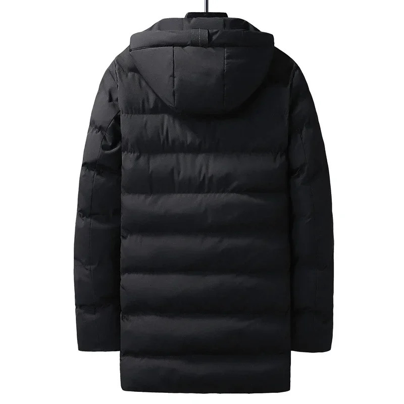 Puffer jacket mens 8XL thick warm winter jacket Plus size hooded long jacket fashionable casual cotton pad Parkas mens jacket top 241019