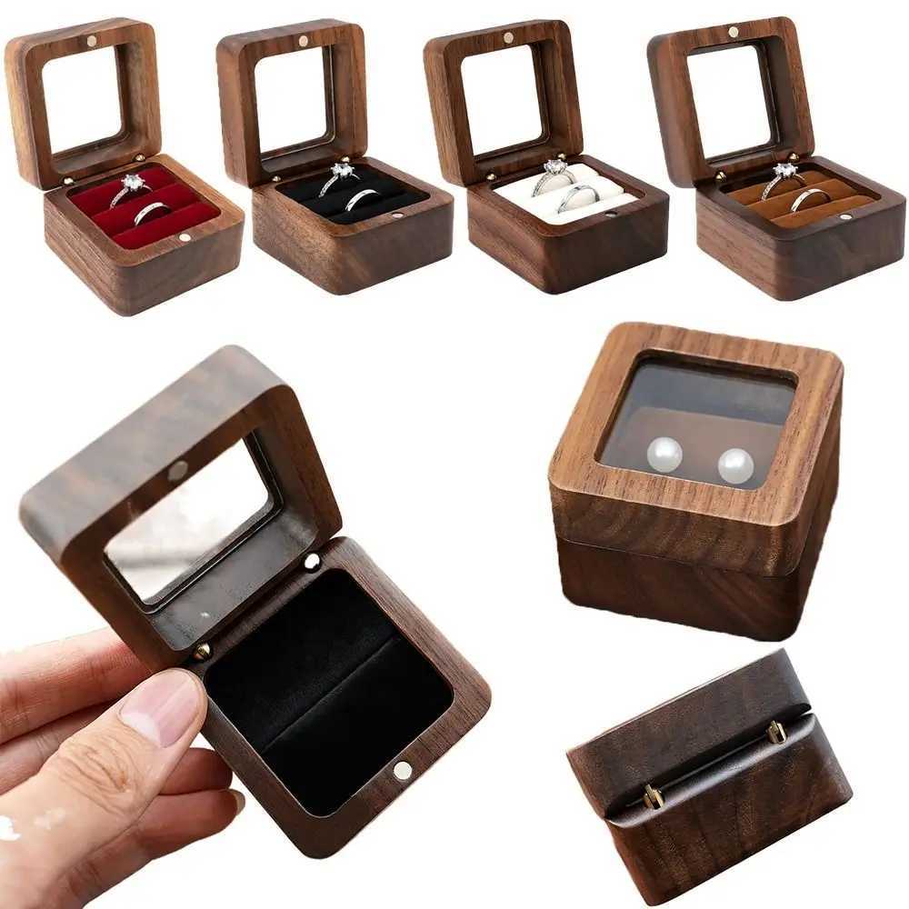 Wooden jewelry box lover ring display box engagement wedding couple ring storage rack wedding anniversary love gift W241019