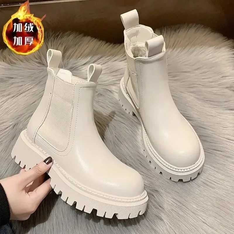 i Boots Womens 2023 Winter Fashion Round Lace Warm Ankle Boots Womens PU Leather Platform Shoes Y241019