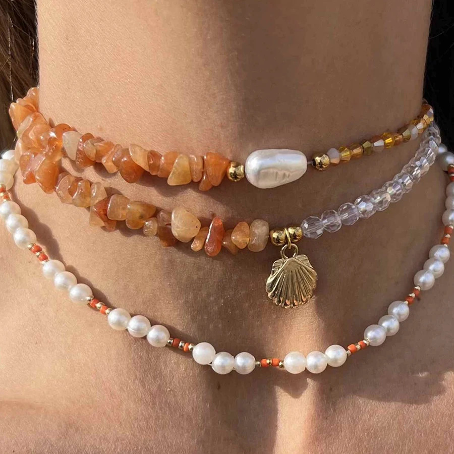 Bohemian ethnic style summer colorful womens tourism beach trend soft pottery clay necklace 241018