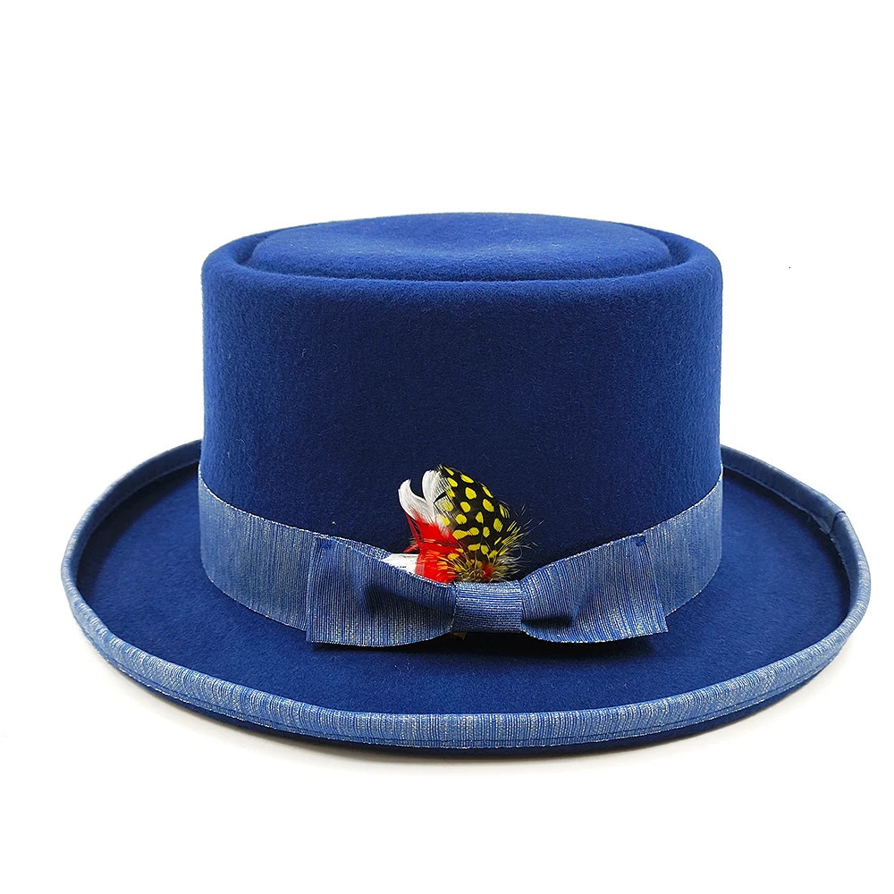 Mens Hat 100% Wool Fedora Hat Neutral Top Display Mens Bowling Hat Black Red Magic Hat Presidential Hat Feather Accessories 241018