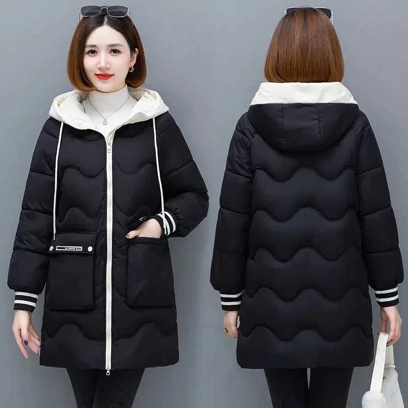 Long Winter Jacket Women Down Cotton Coats 2024 New Cotton Padded Puffer Parka Coat Women Hooded Outwear Thicken Warm Jacket 4XLX241019