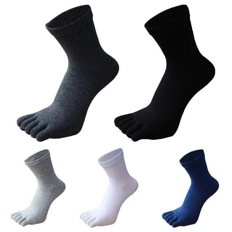 Men Cotton Five Fingers Sports Socks Autumn Winter Five-Finger Socks Pure Color Black Blue Gray Male Five Toes Sock Plus SizeXJ241019