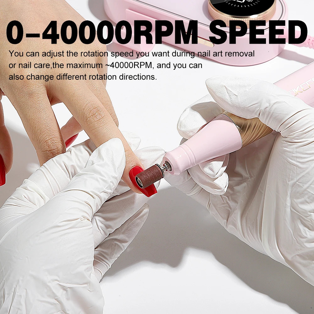 YOKEFELLOW portable 40000 RPM nail drill rechargeable electric nail drill with 12 acrylic gel nail drills 241007