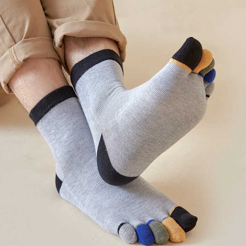 1 Pairs Man Sport Toe Ankle Socks Spring Autumn Cotton Patchwork Color Five Finger Socks Outdoor Running Yoga Socks Toe SocksXJ241019