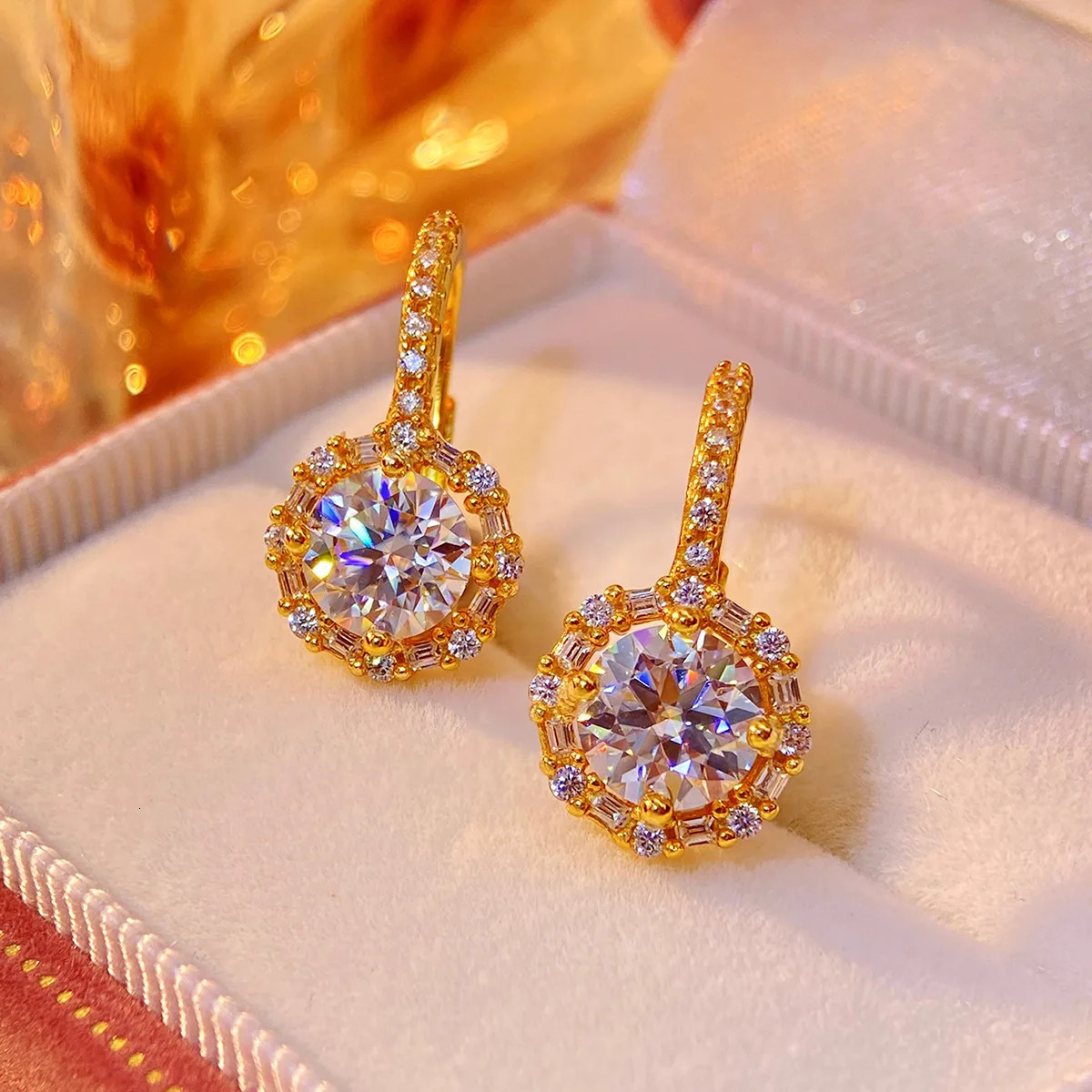 HORRIPAL 1CTTW D VVS1 Ring Earrings S925 Pure Silver Womens Sparkling Diamond Jewelry GRA Passed Tester 241018