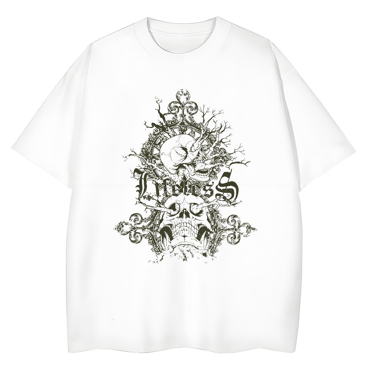 Fashion Casual Women T Shirts 230g Pure Cotton Crew Neck High Street Hip Hop skull Lady T shirt Nice Customized Top Shirts