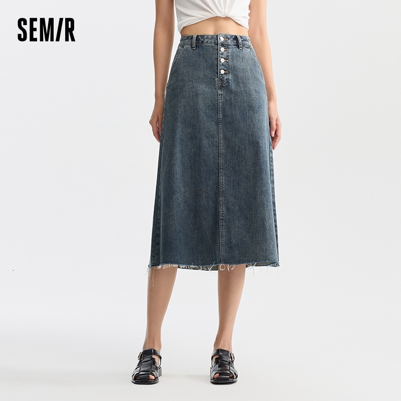 Semir Women Denim A-E 2024 Summer New Trendy Retro Style Cool And Versatile Long Skirt