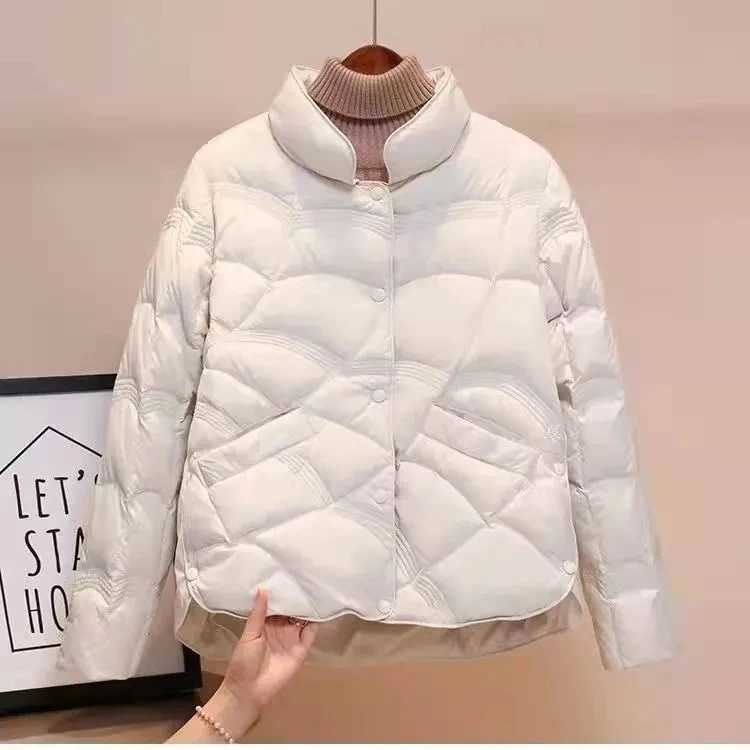 2024 New Autumn Winter Down Cotton Jacket Female Short Coat Womens Stand Collar Loose Cotton Jacket Warm Puffer Jackets ParkasX241019