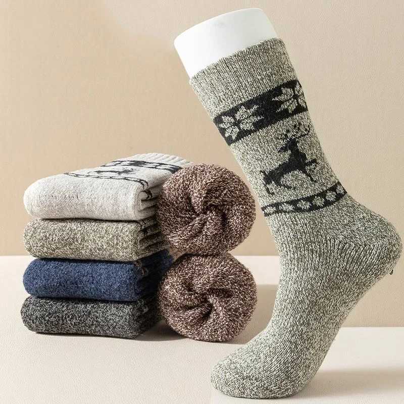 Mens Merino Wool Socks Hiking Socks Thick Winter Wool Warm Socks Breathable Elk Crew Thermal Socks Against ColdXJ241019