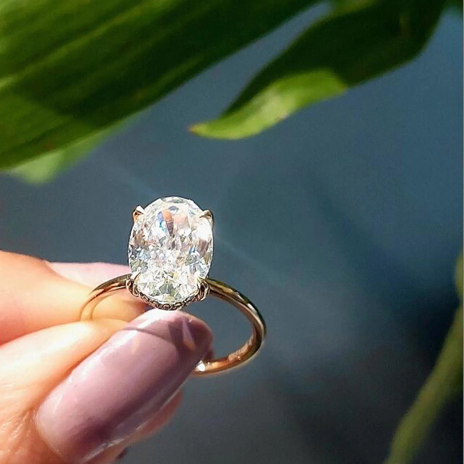 1ct 2ct 3ct 925 sterling silver oval bright cut 4-pack card engagement ring wedding ring exquisite jewelry 241007