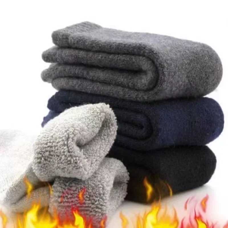 5pairs Winter Mens Merino Wool Socks Super Thick Warm High Quality Harajuku Retro Snow Casual Antifreeze Cashmere SocksXJ241019