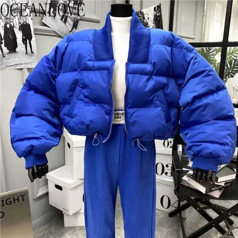 Women's Down Parkas OCEANLOVE Autumn Winter Womens Solid Korean Fashion Thick Retro Short Park Coat Zipper Loose Ropa De Mujer Y241019Y4MN