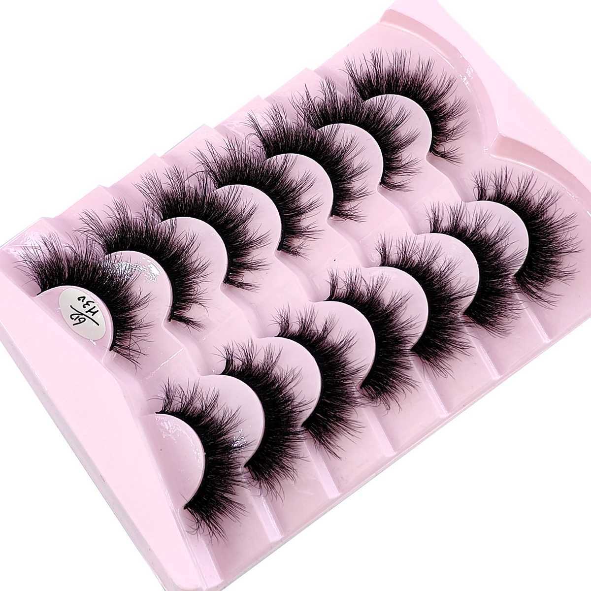 NEW 7Pairs Lashes manga Lashes 3D Faux Mink Lashes Natural Look Wispy Mink Eyelashes Fluffy Cat Eye Lashes Pack Fake EyelashesXJ241019