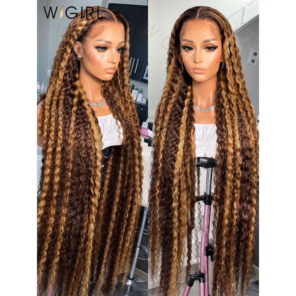 Wigirl Highlight Ombre 13x6 Deep Wave Frontal Curly Lace Front Human Hair Wig 30 32inch Honey Blonde Colored Brazilian Wigs