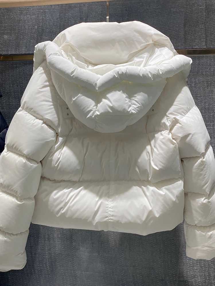 Thicken Down Jacket Women Winter Short White Duck Down Coat Hooded Parka White Black Yellow Khaki Loose Warm Coat 2023X241019