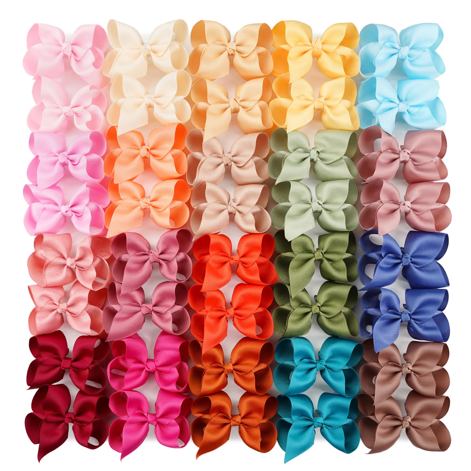 40/50/60 paired 4.5-inch childrens and girls large silk ribbon hair bow clip hair accessories for childrens and girls hair 241018