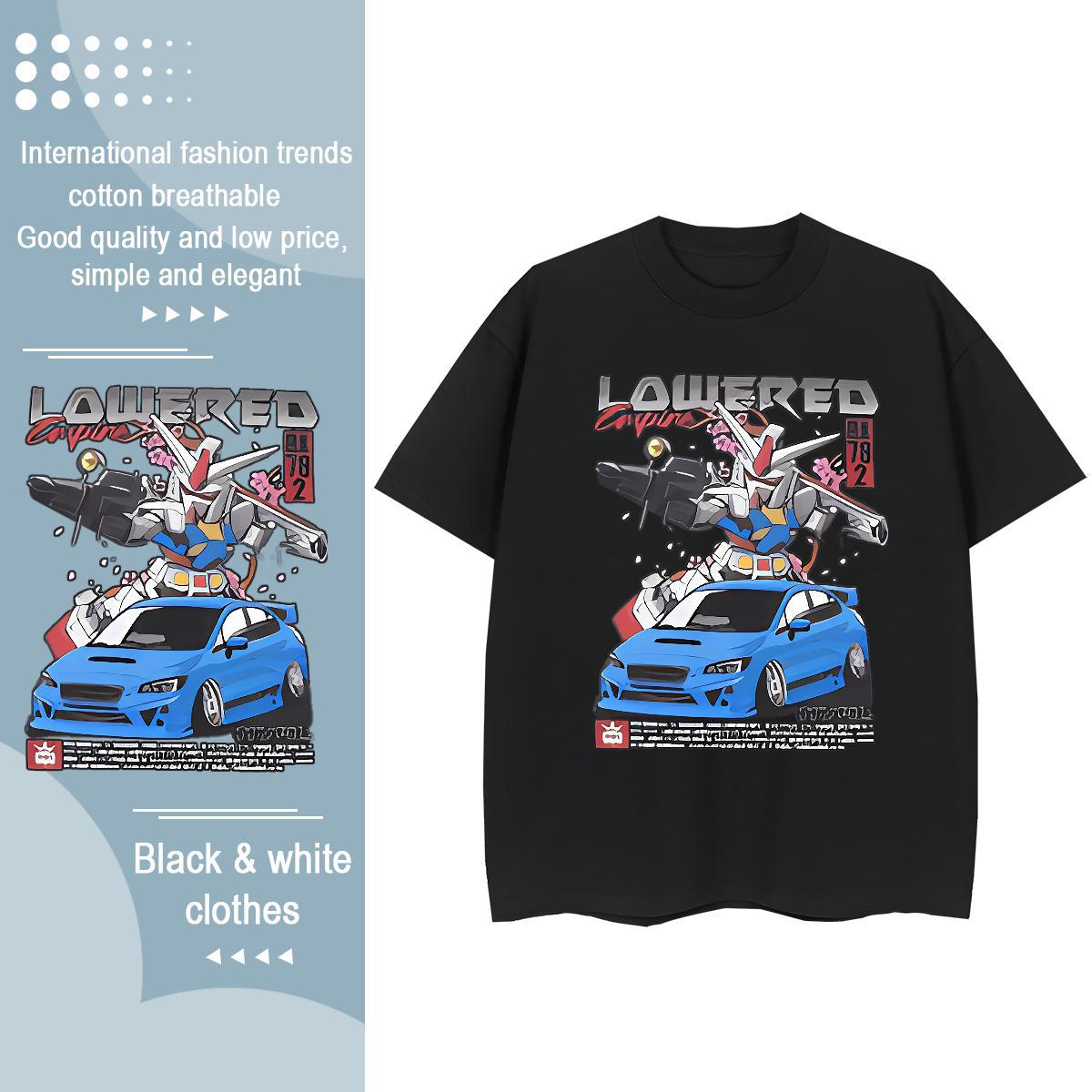TOP Quality Women T Shirts 230g 100% Cotton Breathable Crew Neck Home Outdoor car Tshirt for Man Woman Soft Anime Print Top Shirts