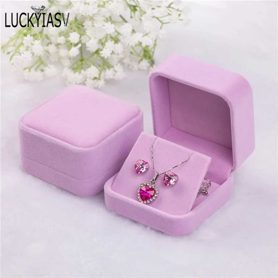 Velvet Jewelry Storage Box Earrings Pendant Jewelry Box Velvet Box Earrings Plastic Display Box 7 * 7 * 4cm W241019