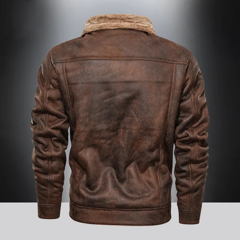 suede fur jacket for mens motorcycle jacket thickened warm artificial leather jacket outdoor jacket for mens fur collar windproof machine 241007