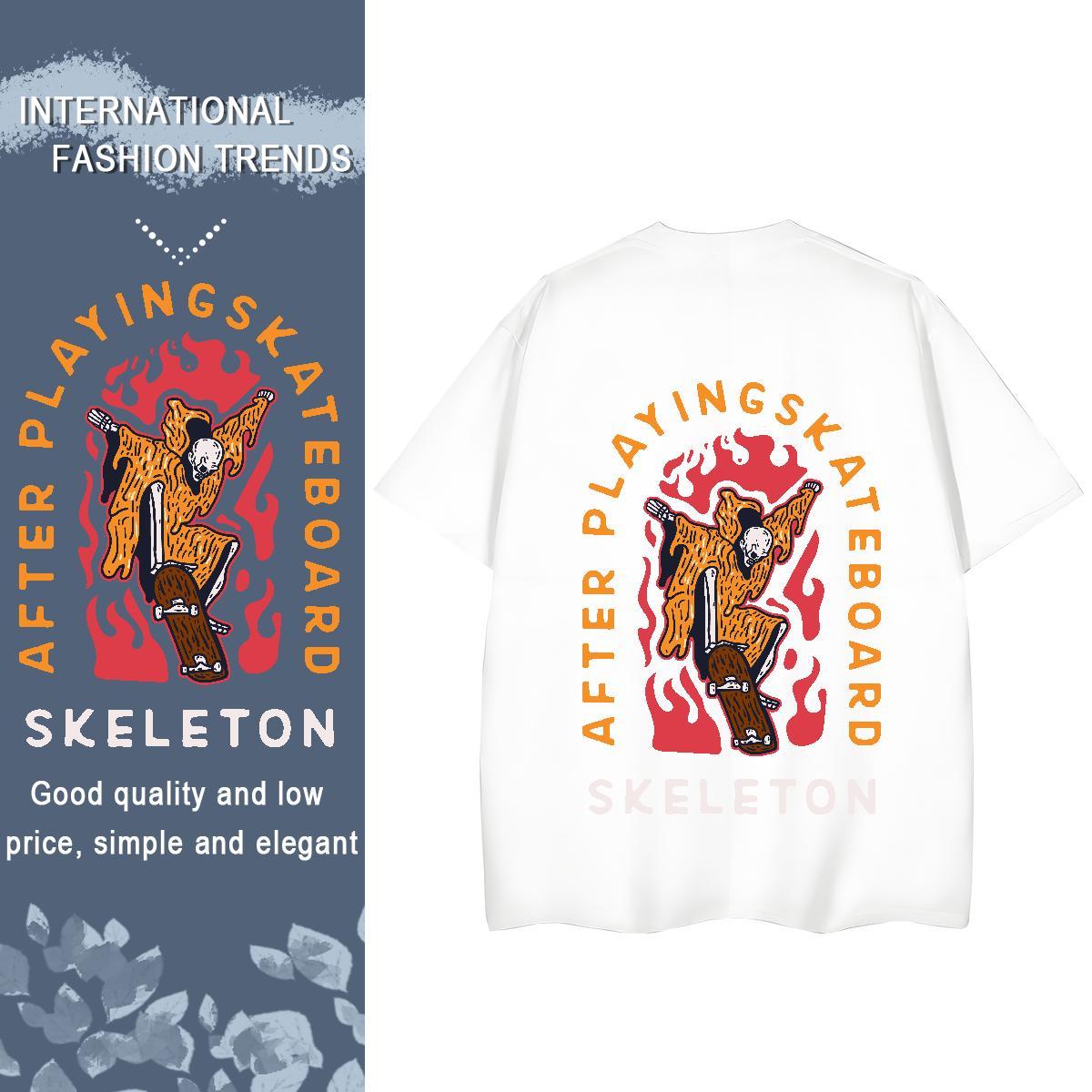 Brand T-Shirts for Women 230g 100% Cotton Crew Neck Outdoor skull Lady T shirt Designer Nice Cartoon Anime Top Tees