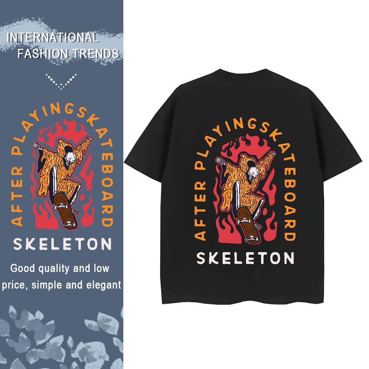 Brand T-Shirts for Women 230g 100% Cotton Crew Neck Outdoor skull Lady T shirt Designer Nice Cartoon Anime Top Tees