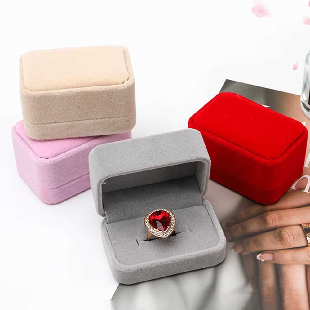 Velvet Ring Box Couple Double Ring Earring Display Stand Case Suggestions for Engagement Wedding Anniversary Jewelry Packaging W241019