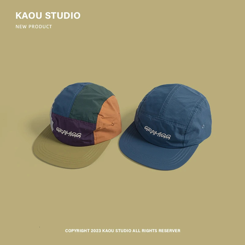 Five-Piece Color Matching Baseball Cap Hip Hop Flat Brim Trendy Men and Women Baseball Cap Quick-Drying Outdoor Sunshade 241009