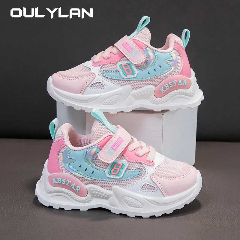 Athletic Outdoor Childrens sports shoes girls jackets sports shoes cute casual shoes mesh breathable teeth lightweight running shoes H241019