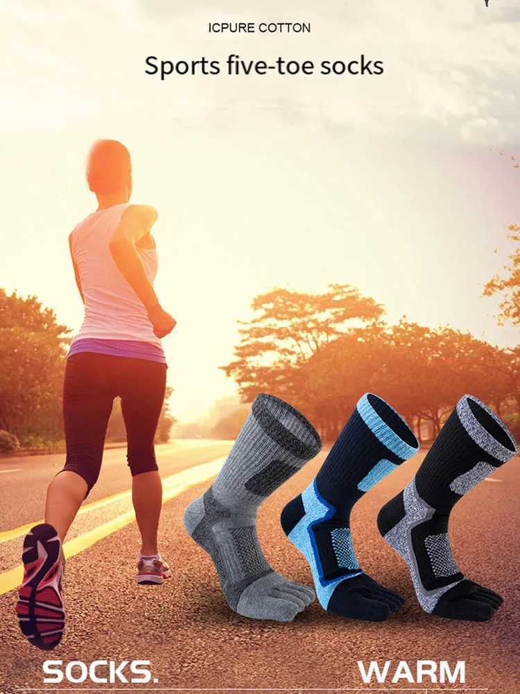Mens Five Finger Socks Breathable Middle Tube Athletic Socks Winter Cotton Split-toed Socks Outdoor Stretch Causal Soccer SockXJ241019