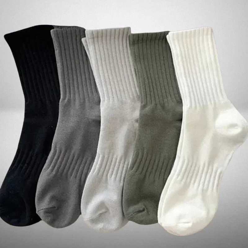 5/10 Pairs Fashion Black White High Quality Socks Sport Autumn Winter Male Breathable Solid Color Long Middle High Tube SocksXJ241019