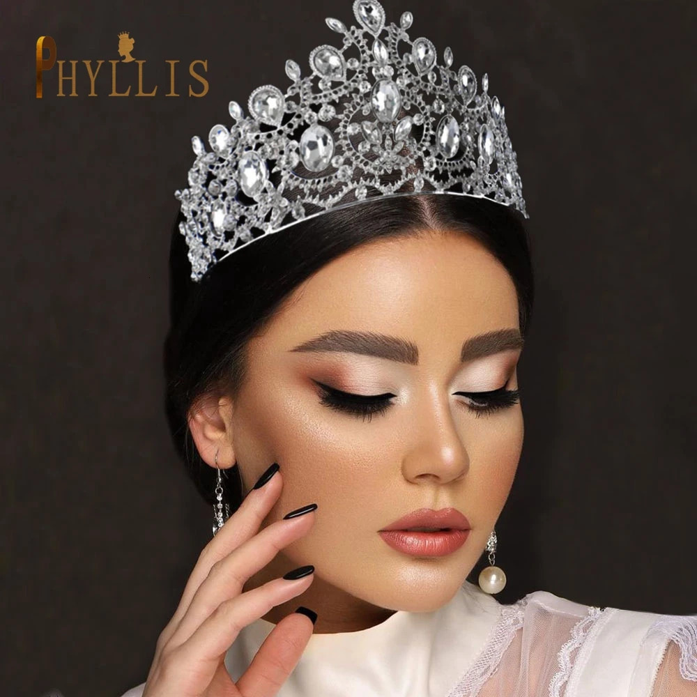 A44 Rhinestone Wedding Hair Accessories Baroque Headpiece Crystal Bridal Headpiece and Crown Hair Jewelry Set 241018