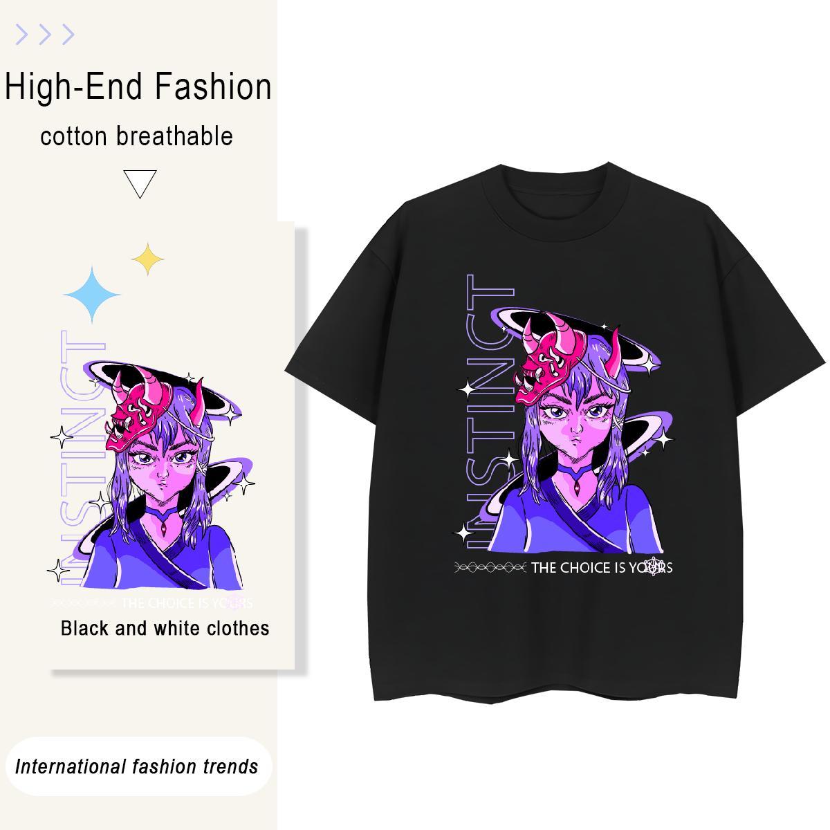 Fashion Casual T Shirt For Woman 230g 100% Cotton Breathable Short Sleeve Sports Street Wear portrait Unisex Tshirts Popular Custom Cartoon Tops Tees