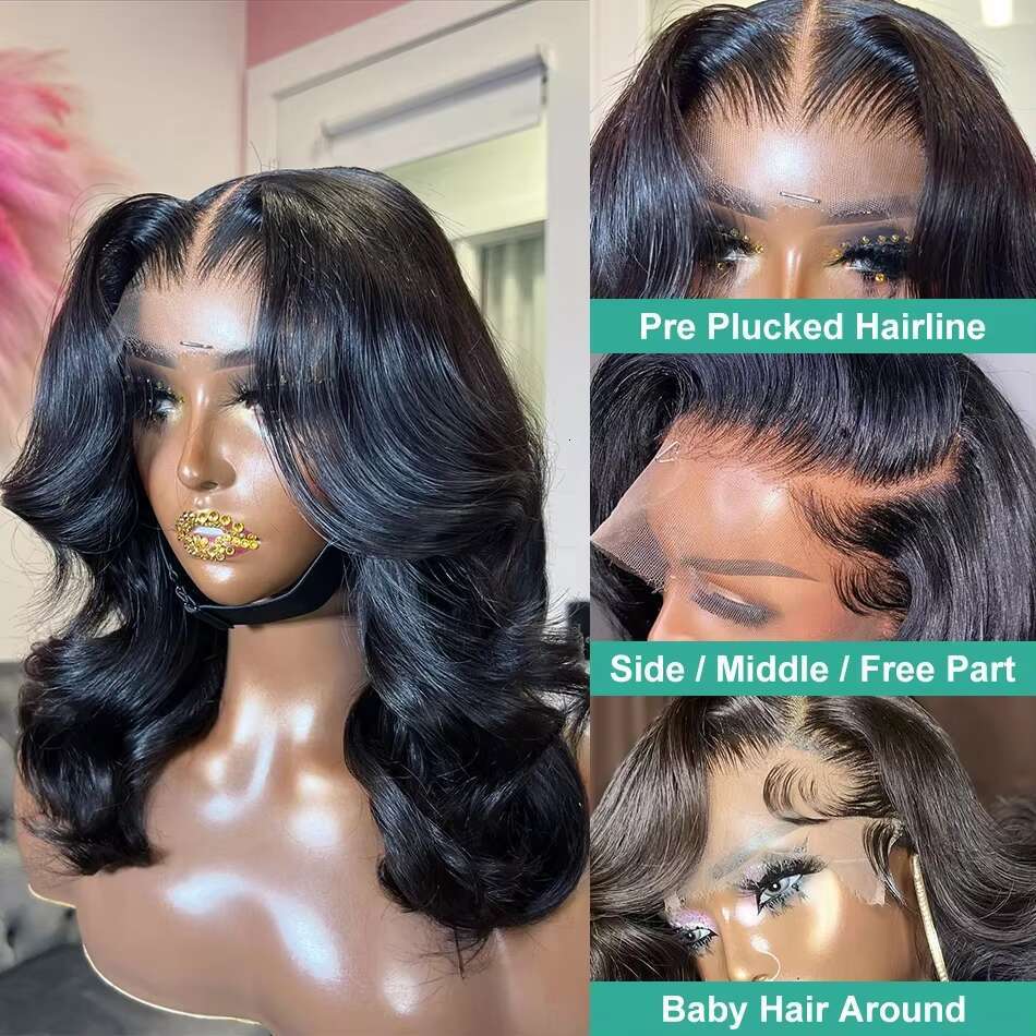 Transparent Short Bob Body Wave 5x5 Closure Brazilian Remy Wig 13x4 13x6 Front Human Hair Wigs Lace Frontal