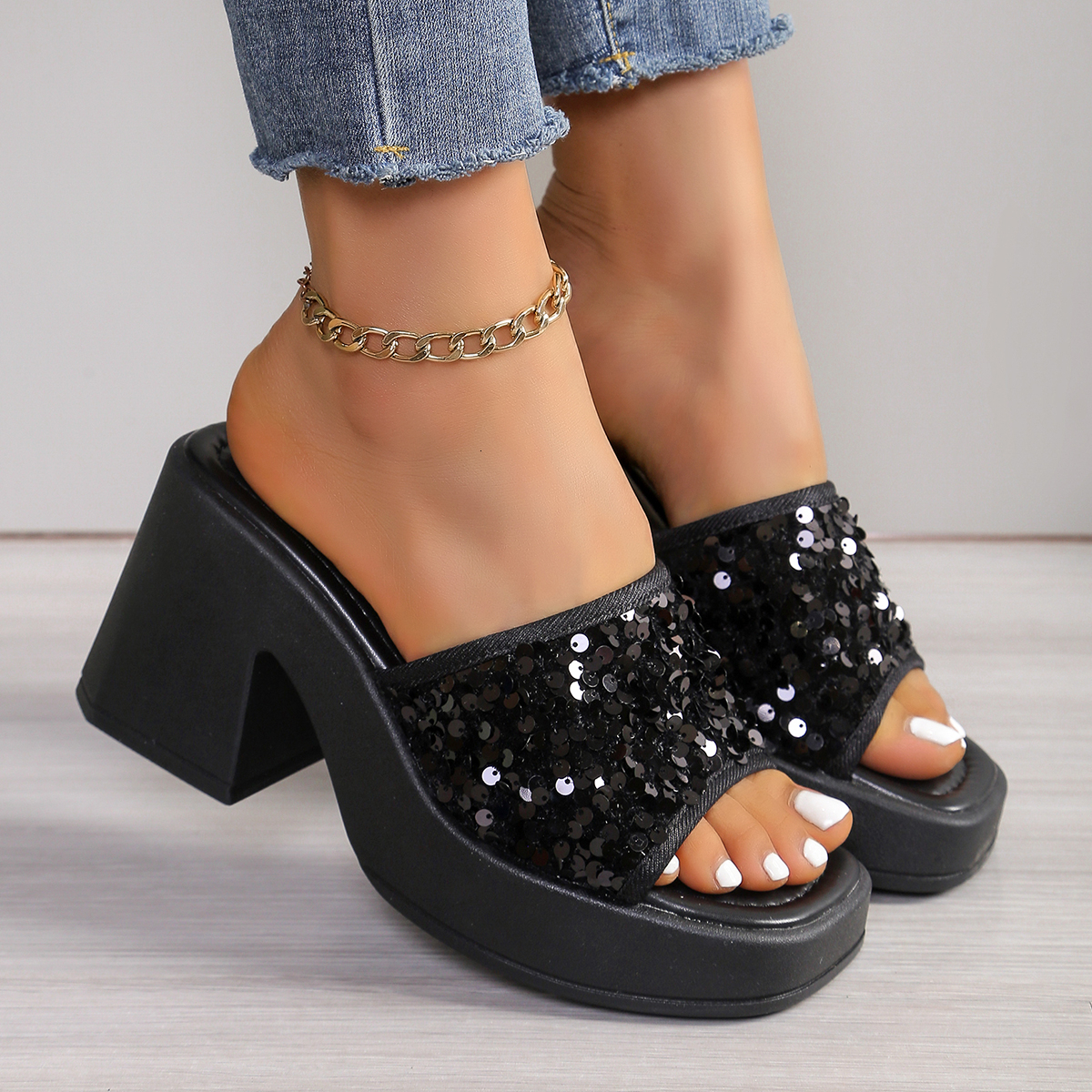 Elegant Wedge Women Sandals Summer Pumps Platform Roman Crystal Peep Toe Sandal Ladies Glistening Slippers Plus Size Ddmywed Ddmysaturn