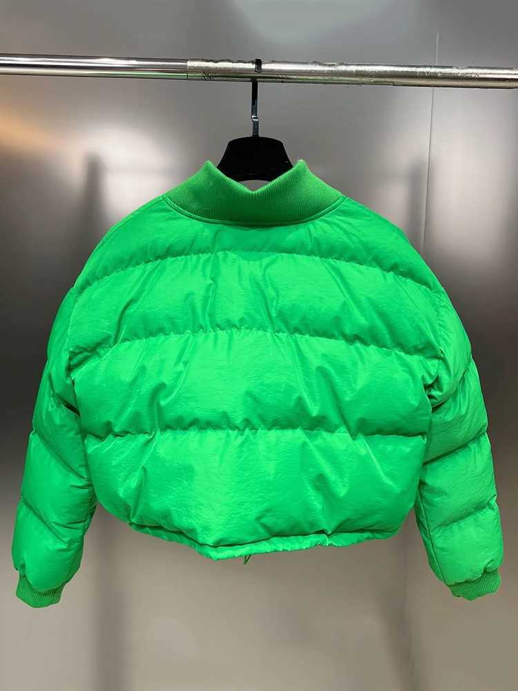 Women's Down Parkas DEAT Fashion Simple Solid Color Pocket Drawstring Cotton Mat Jacket Womens Loose Long Sleve Short Coat 2023 Winter 11P01680 Y