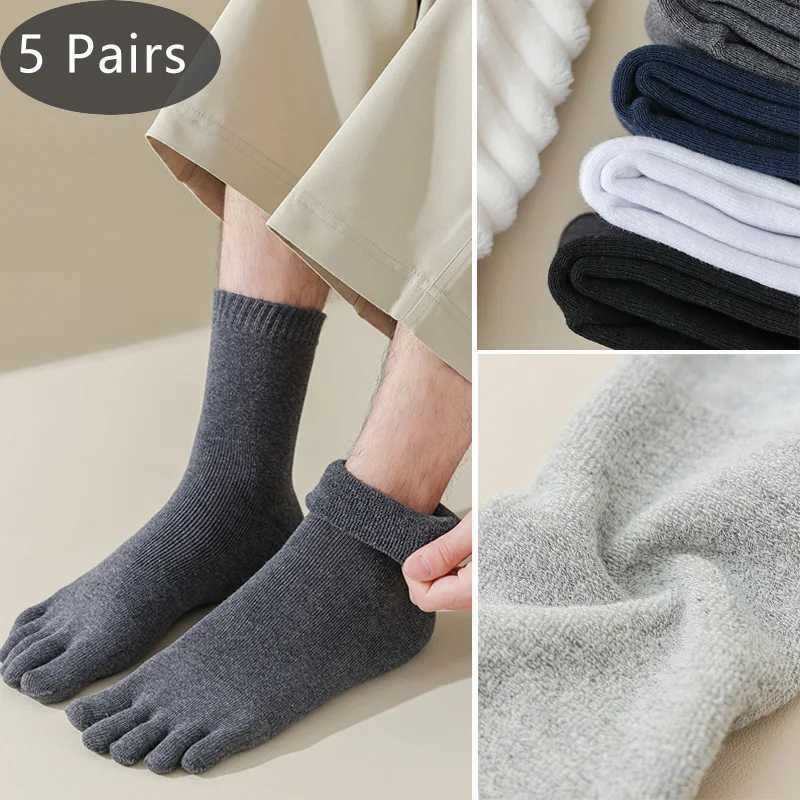 Five Finger Socks Winter Thick Man Cotton Business Anti-Bacterial Keep Warm Floor Sleeping Terry Against Cold Snow Toe SocksXJ241019